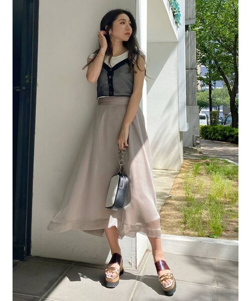 MURUA（ムルーア）の「シアーキャミレイヤードトップス（Tシャツ/カットソー・レディース・ブラック/パープル/ベージュ・FREE）」の22枚目の写真