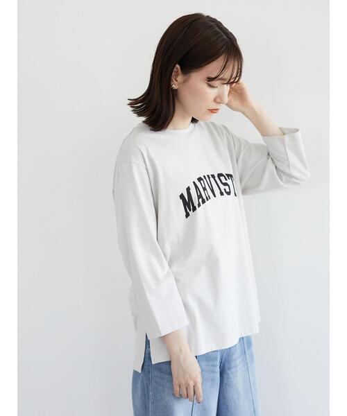 Green Parks(グリーンパークス)の「アーチロゴPtプルオーバー*(Tシャツ/カットソー・レディース・ライトグレー/ブラック/ネイビー/オフホワイト・FREE)」の5枚目の写真