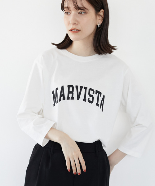 Green Parks(グリーンパークス)の「アーチロゴPtプルオーバー*(Tシャツ/カットソー・レディース・ライトグレー/ブラック/ネイビー/オフホワイト・FREE)」の1枚目の写真