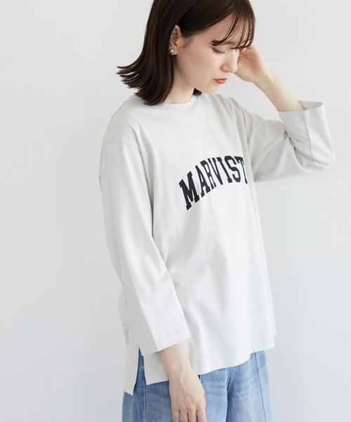 Green Parks(グリーンパークス)の「アーチロゴPtプルオーバー*(Tシャツ/カットソー・レディース・ライトグレー/ブラック/ネイビー/オフホワイト・FREE)」の3枚目の写真