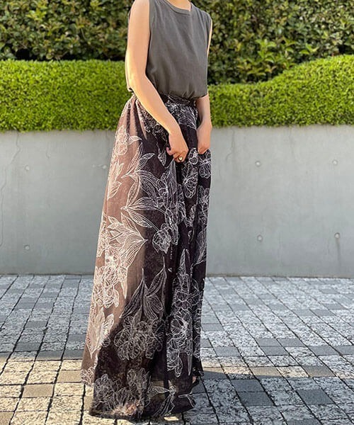 CREDONA(クレドナ)の「リバーシブルボタニカルSK(スカート・レディース・ブラック・FREE)」の4枚目の写真