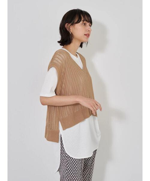 earth music&ecology（アースミュージックアンドエコロジー）の「SET2点透かし編ニットベスト+ラウンドヘムチュニック ＊（ベスト・レディース・ベージュ/ミント/その他8・FREE）」の19枚目の写真