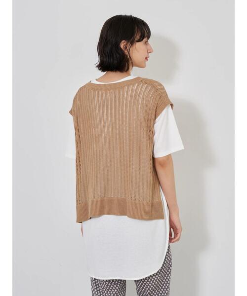 earth music&ecology（アースミュージックアンドエコロジー）の「SET2点透かし編ニットベスト+ラウンドヘムチュニック ＊（ベスト・レディース・ベージュ/ミント/その他8・FREE）」の20枚目の写真