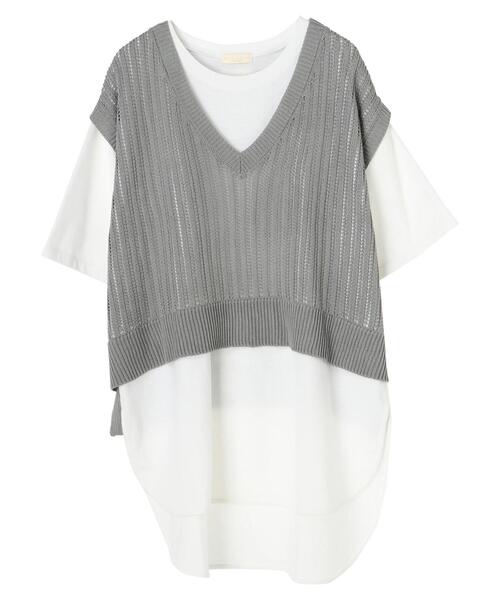 earth music&ecology（アースミュージックアンドエコロジー）の「SET2点透かし編ニットベスト+ラウンドヘムチュニック ＊（ベスト・レディース・ベージュ/ミント/その他8・FREE）」の13枚目の写真