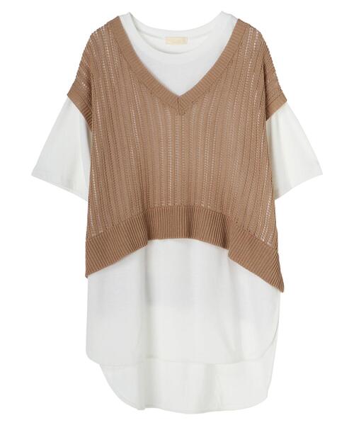 earth music&ecology（アースミュージックアンドエコロジー）の「SET2点透かし編ニットベスト+ラウンドヘムチュニック ＊（ベスト・レディース・ベージュ/ミント/その他8・FREE）」の12枚目の写真