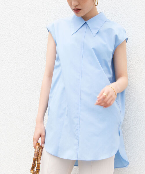 NOLLEY’S Sophi(ノーリーズソフィ)の「◇【WEB限定カラーあり】シアーノースリーブシャツ(シャツ/ブラウス・レディース・ホワイト/サックスブルー/ミント/ブラック・38/36)」の4枚目の写真