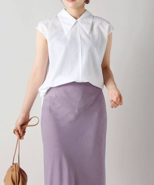 NOLLEY’S Sophi(ノーリーズソフィ)の「◇【WEB限定カラーあり】シアーノースリーブシャツ(シャツ/ブラウス・レディース・ホワイト/サックスブルー/ミント/ブラック・38/36)」の6枚目の写真