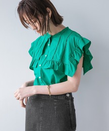 A part by | Coフリルビッグカラーノースリーブブラウス　950394(シャツ/ブラウス)