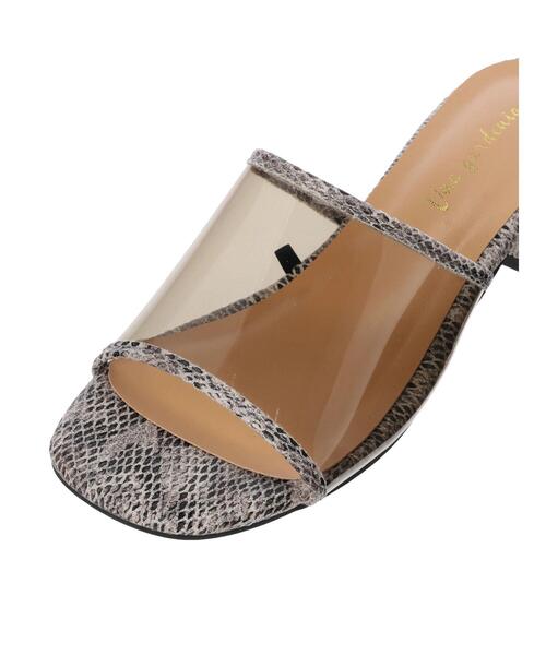 Green　Parks（グリーンパークス）の「・Una gardenia スクエアミュール＊（サンダル・レディース・ベージュ/パイソン/ホワイト/ナチュラル/ブラック・L/M）」の8枚目の写真