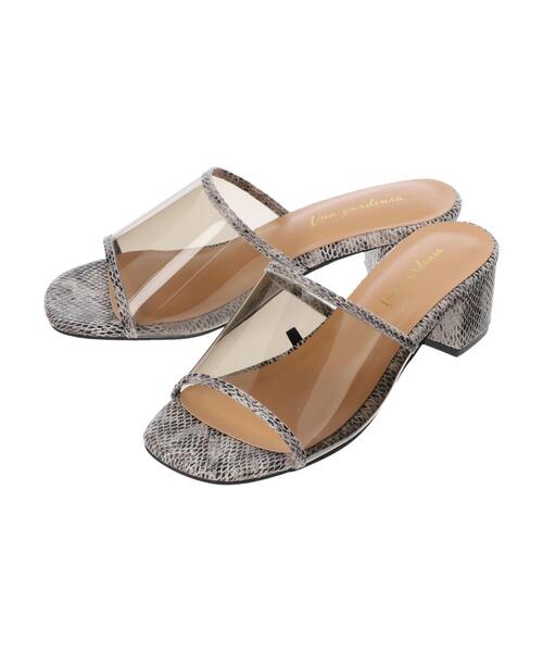 Green　Parks（グリーンパークス）の「・Una gardenia スクエアミュール＊（サンダル・レディース・ベージュ/パイソン/ホワイト/ナチュラル/ブラック・L/M）」の15枚目の写真