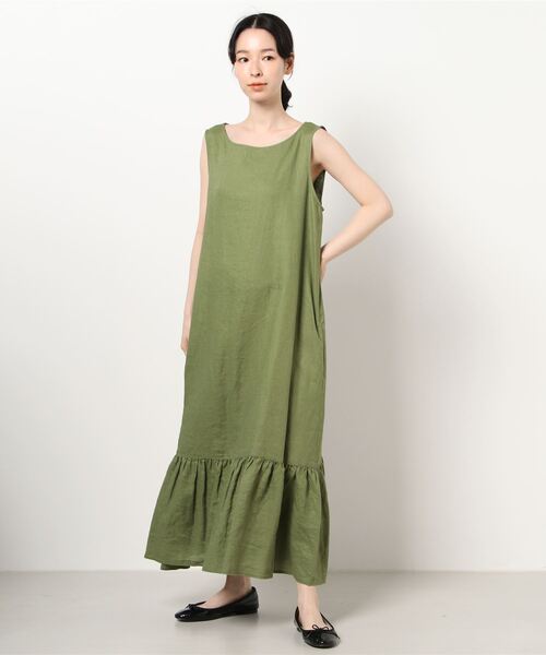 Of Benetton Colors リネンボートネックノースリーブミディ丈ワンピース ワンピース Benetton ワンピース United Of Benetton ベネトンユナイテッドカラーズオブベネトン のファッション