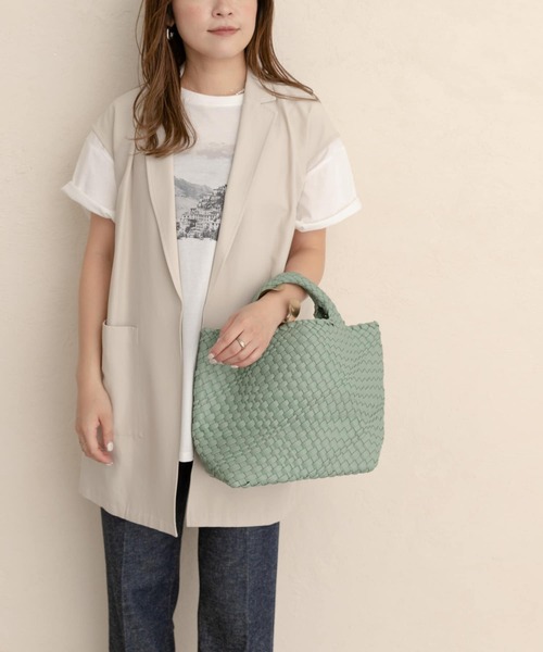 RODE SKO（ロデスコ）の「ANJE プチ編み込みトートバッグ（トートバッグ・レディース・ベージュ/オフホワイト/ミント・ONE）」の9枚目の写真