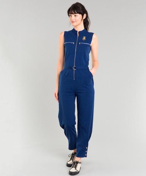 【新品】アニエスベーagnes b.オールインワン ポリエステル ツナギ襟付き アニエスベー(agnes b.) | オールインワン・つなぎ