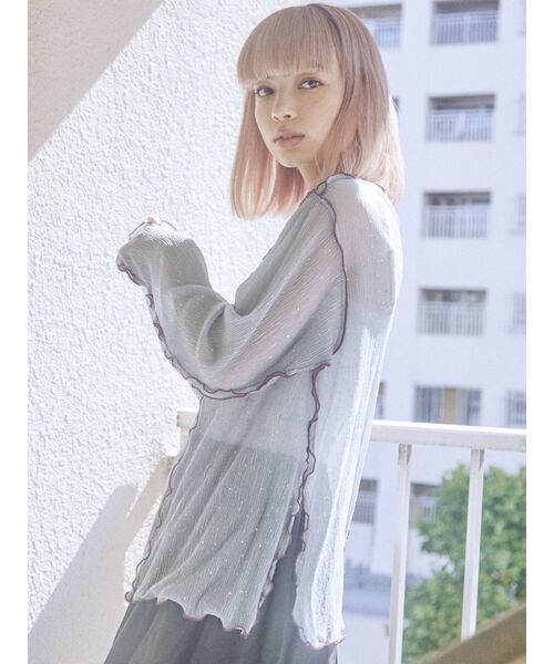 merry jenny（メリージェニー）の「グリッターエアリーメロウチュニック（チュニック・レディース・アイボリー/ピンク/ライトブルー/ダークネイビー・FREE）」の8枚目の写真