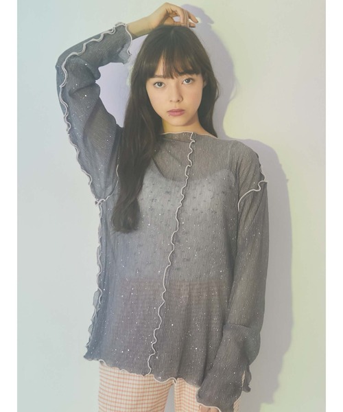 merry jenny（メリージェニー）の「グリッターエアリーメロウチュニック（チュニック・レディース・アイボリー/ピンク/ライトブルー/ダークネイビー・FREE）」の3枚目の写真