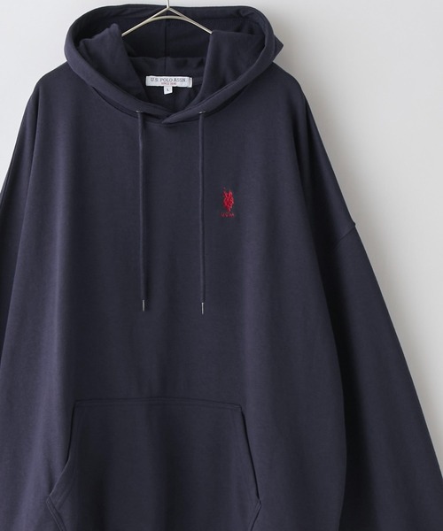 パーカー U.S. POLO ASSN. /ユーエスポロアッスン 別注 ワンポイント刺繍ロゴ オーバーサイズ 裏毛プルオーバーパーカー レディース メ U.S. POLO ASSN. /ユーエスポロアッスン 別注 ワンポイント刺繍