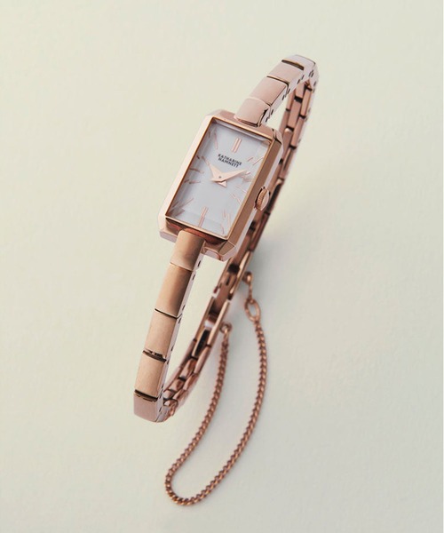 KATHARINE HAMNETT LONDON （キャサリンハムネットロンドン）の「KATHARINE HAMNETT LONDON/キャサリンハムネットロンドン New Rectangle Watch（アナログ腕時計・レディース・ネイビー/ゴールド/ホワイト×ピンク・FREE）」の5枚目の写真