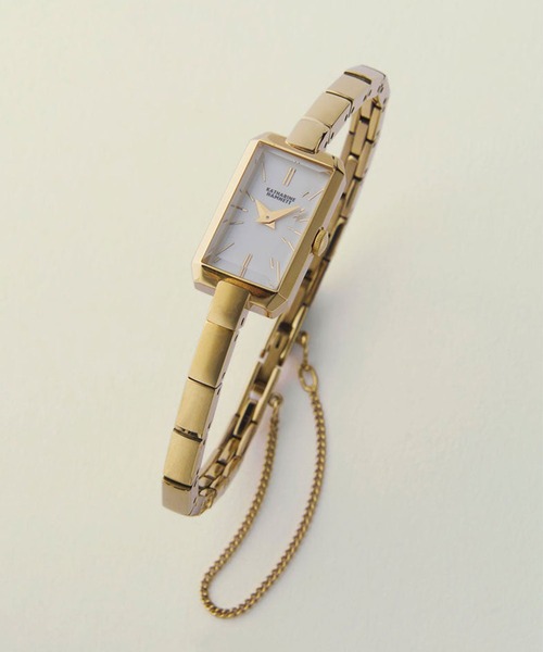 KATHARINE HAMNETT LONDON （キャサリンハムネットロンドン）の「KATHARINE HAMNETT LONDON/キャサリンハムネットロンドン New Rectangle Watch（アナログ腕時計・レディース・ネイビー/ゴールド/ホワイト×ピンク・FREE）」の6枚目の写真
