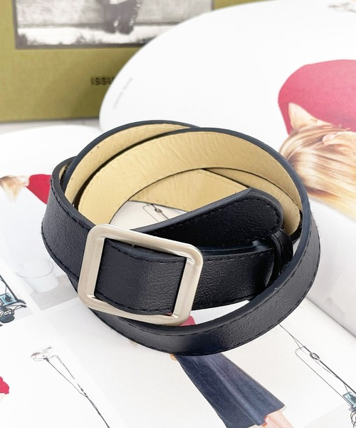 kutir(クティール)の「kutirlune/【調節自由】スクエアバックルベルト(ベルト・レディース・ブラック/ダークブラウン・FREE)」の8枚目の写真