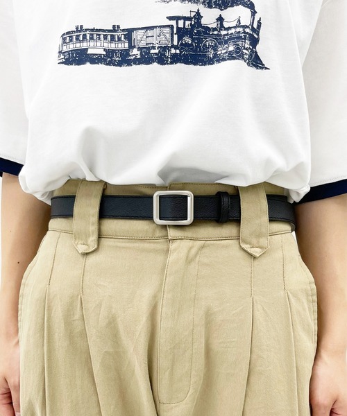 kutir(クティール)の「kutirlune/【調節自由】スクエアバックルベルト(ベルト・レディース・ブラック/ダークブラウン・FREE)」の5枚目の写真