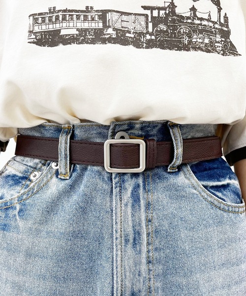 kutir(クティール)の「kutirlune/【調節自由】スクエアバックルベルト(ベルト・レディース・ブラック/ダークブラウン・FREE)」の7枚目の写真