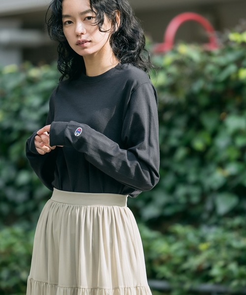 Champion(チャンピオン)の「【Champion Authentic T-SHIRTS】 レディース チャンピオン スーパーオーバーサイズ コットン L/S Tシャツ(Tシャツ/カットソー・レディース・ホワイト/グレー/ネイビー/ブラック/レッド/ブルー・S/M/L/XL)」の9枚目の写真