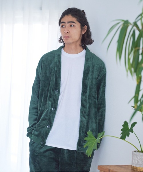 FRUIT OF THE LOOM(フルーツオブザルーム)の「【FRUIT OF THE LOOM】ボアルームウエア 上下セット(カーディガン&ロングパンツ)(ルームウェア/パジャマ・メンズ・ブラック/ベージュ/グレー/カーキ/ネイビー/ブラウン/ピンク/モスグリーン・LL/M/L/S)」の6枚目の写真