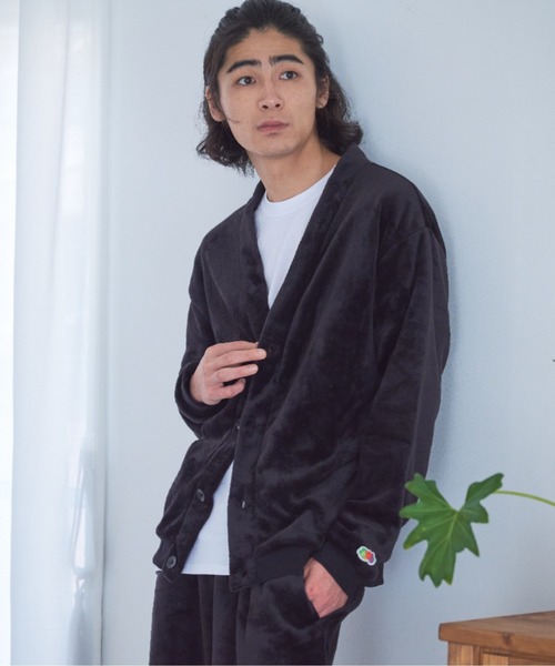 FRUIT OF THE LOOM(フルーツオブザルーム)の「【FRUIT OF THE LOOM】ボアルームウエア 上下セット(カーディガン&ロングパンツ)(ルームウェア/パジャマ・メンズ・ブラック/ベージュ/グレー/カーキ/ネイビー/ブラウン/ピンク/モスグリーン・LL/M/L/S)」の22枚目の写真