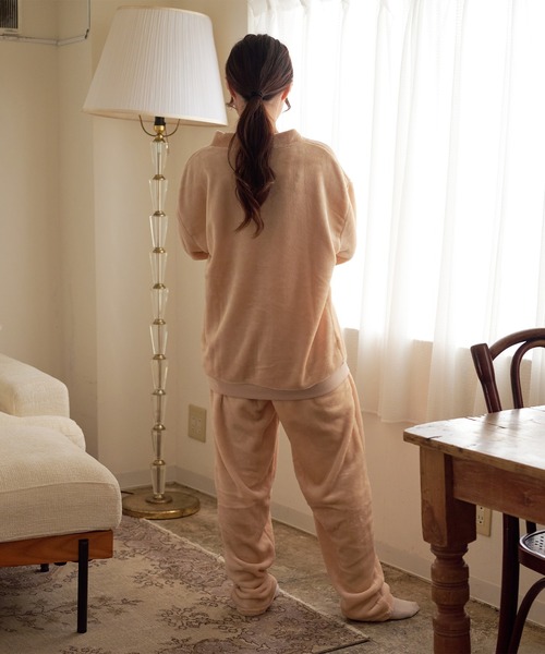 FRUIT OF THE LOOM(フルーツオブザルーム)の「【FRUIT OF THE LOOM】ボアルームウエア 上下セット(カーディガン&ロングパンツ)(ルームウェア/パジャマ・メンズ・ブラック/ベージュ/グレー/カーキ/ネイビー/ブラウン/ピンク/モスグリーン・LL/M/L/S)」の16枚目の写真