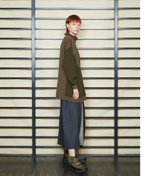 gomme（ゴム）の「8ozデニム　タックワイドパンツ（デニムパンツ・レディース・ブラック/インディゴブルー・MEDIUM）」の3枚目の写真