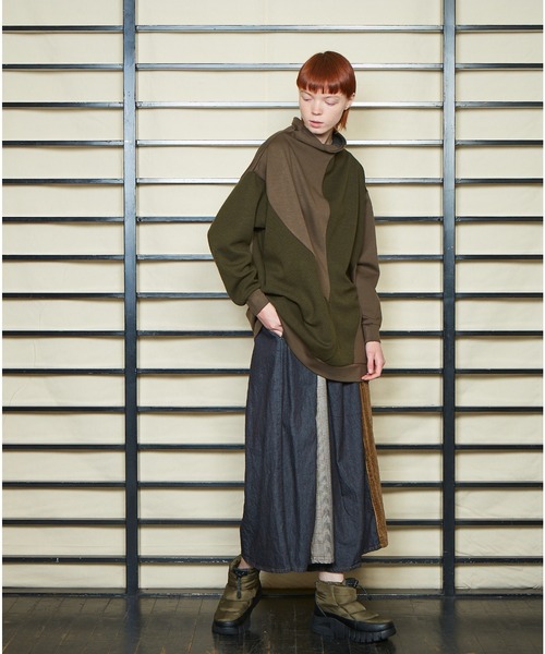 gomme（ゴム）の「8ozデニム　タックワイドパンツ（デニムパンツ・レディース・ブラック/インディゴブルー・MEDIUM）」の7枚目の写真