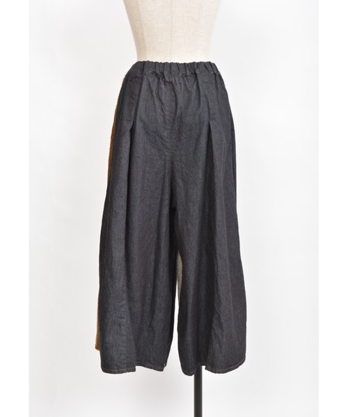 gomme（ゴム）の「8ozデニム　タックワイドパンツ（デニムパンツ・レディース・ブラック/インディゴブルー・MEDIUM）」の18枚目の写真