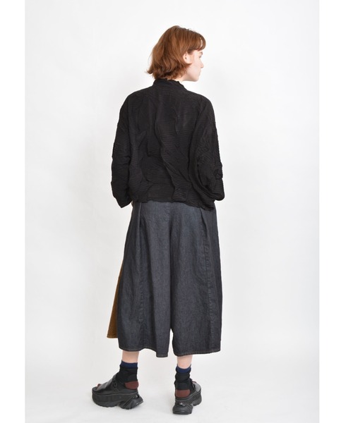 gomme（ゴム）の「8ozデニム　タックワイドパンツ（デニムパンツ・レディース・ブラック/インディゴブルー・MEDIUM）」の9枚目の写真