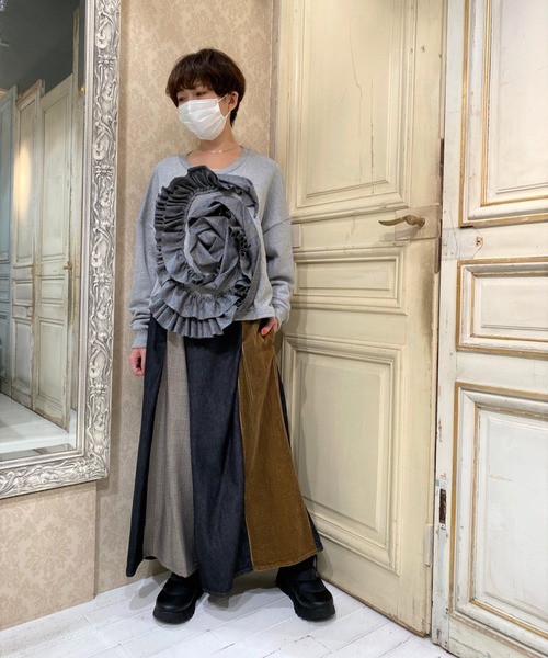 gomme（ゴム）の「8ozデニム　タックワイドパンツ（デニムパンツ・レディース・ブラック/インディゴブルー・MEDIUM）」の19枚目の写真