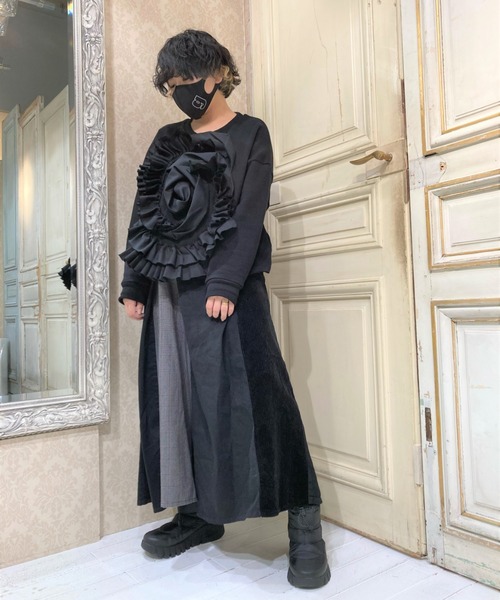 gomme（ゴム）の「8ozデニム　タックワイドパンツ（デニムパンツ・レディース・ブラック/インディゴブルー・MEDIUM）」の20枚目の写真