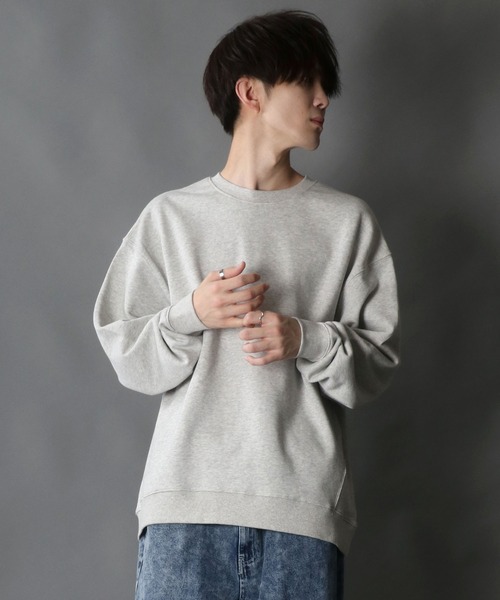 SITRY（シトリー）の「wide silhouette sweat shirt/ワイドシルエット スウェット シャツ/トレーナー（スウェット・メンズ・チャコールグレー/オフホワイト/ネイビー/杢グレー/ブルーグレー/ブラック/グレイッシュベージュ/グリーン/ホワイト系その他/ベージュ系その他/ブラック系その他・M/L）」の7枚目の写真