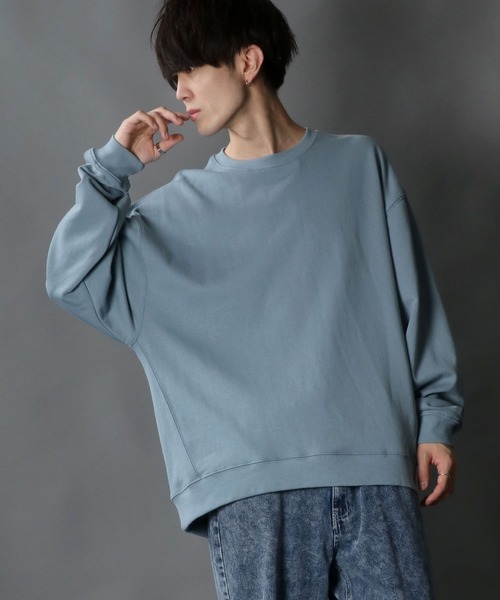 SITRY（シトリー）の「wide silhouette sweat shirt/ワイドシルエット スウェット シャツ/トレーナー（スウェット・メンズ・チャコールグレー/オフホワイト/ネイビー/杢グレー/ブルーグレー/ブラック/グレイッシュベージュ/グリーン/ホワイト系その他/ベージュ系その他/ブラック系その他・M/L）」の6枚目の写真