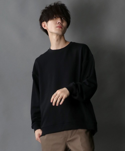 SITRY（シトリー）の「wide silhouette sweat shirt/ワイドシルエット スウェット シャツ/トレーナー（スウェット・メンズ・チャコールグレー/オフホワイト/ネイビー/杢グレー/ブルーグレー/ブラック/グレイッシュベージュ/グリーン/ホワイト系その他/ベージュ系その他/ブラック系その他・M/L）」の4枚目の写真