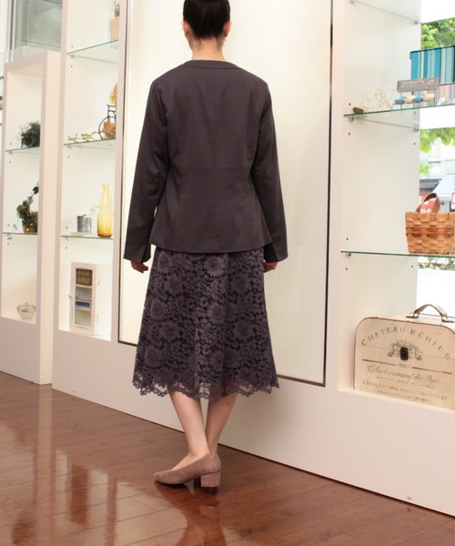 fleur by mint breeze(フルールバイミントブリーズ)の「ストレッチサテン ノーカラー ジャケット(ノーカラージャケット・レディース・ブルー/チャコールグレー・M/5L/3L/4L/L/LL)」の20枚目の写真