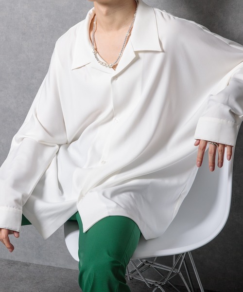 Adoon plain(アドーンプレーン)の「【Adoon plain】【1周年記念アイテム】長袖ドルマンシャツ(シャツ/ブラウス・メンズ・ホワイト/ブラック/ベージュ/ボルドー/ダークブルー・LARGE/MEDIUM)」の2枚目の写真