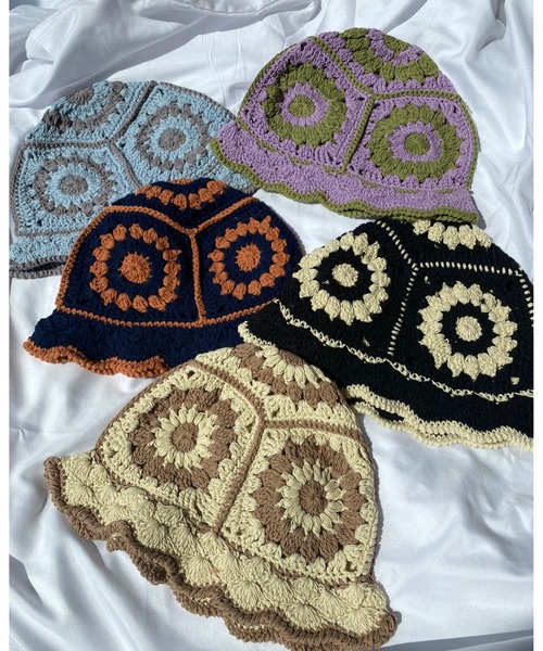 WC（ダブル シー）の「クロシェ編みニットハット（ハット・レディース・パープル/ネイビー/アイボリー/ブラック/サックスブルー・FREE）」の7枚目の写真