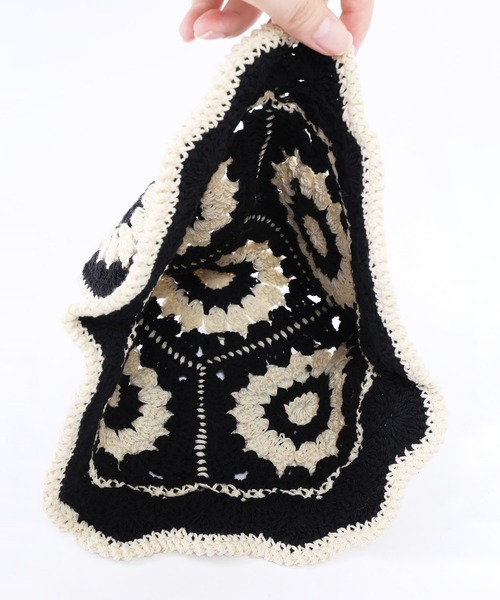 WC（ダブル シー）の「クロシェ編みニットハット（ハット・レディース・パープル/ネイビー/アイボリー/ブラック/サックスブルー・FREE）」の13枚目の写真