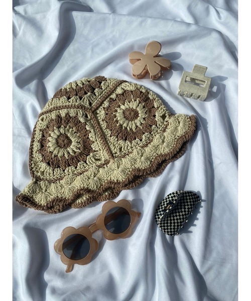 WC（ダブル シー）の「クロシェ編みニットハット（ハット・レディース・パープル/ネイビー/アイボリー/ブラック/サックスブルー・FREE）」の14枚目の写真