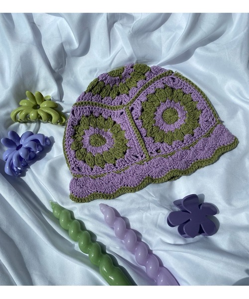 WC（ダブル シー）の「クロシェ編みニットハット（ハット・レディース・パープル/ネイビー/アイボリー/ブラック/サックスブルー・FREE）」の16枚目の写真