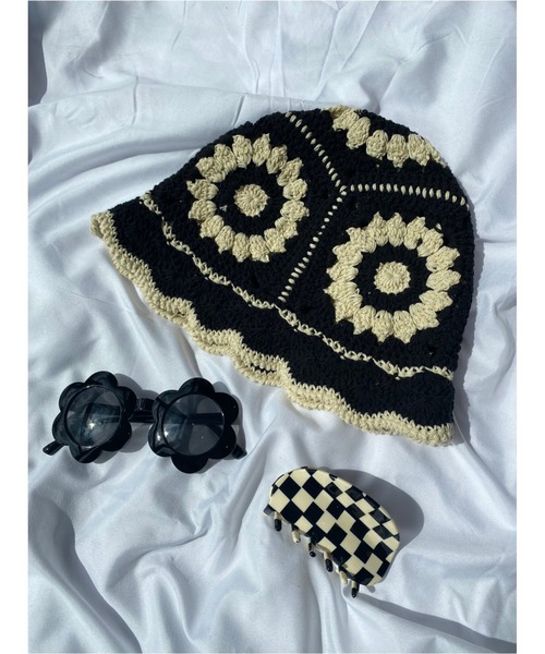 WC（ダブル シー）の「クロシェ編みニットハット（ハット・レディース・パープル/ネイビー/アイボリー/ブラック/サックスブルー・FREE）」の17枚目の写真