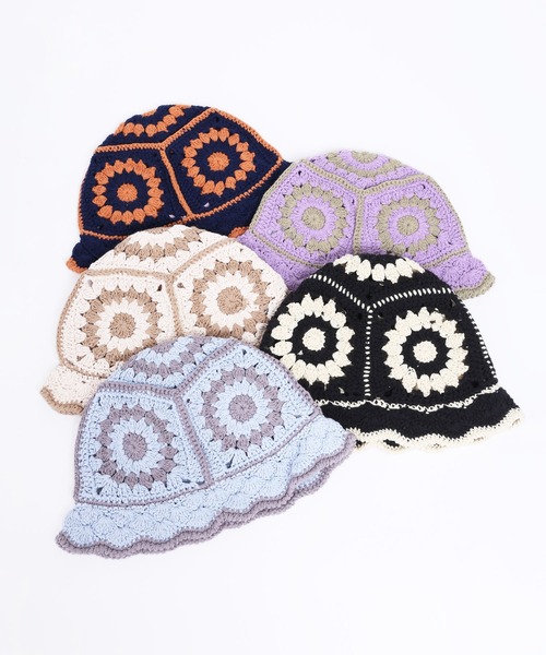 WC（ダブル シー）の「クロシェ編みニットハット（ハット・レディース・パープル/ネイビー/アイボリー/ブラック/サックスブルー・FREE）」の15枚目の写真