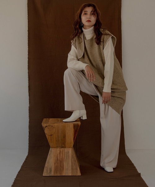 lawgy（ラウジー）の「over piping medium vest（ベスト・レディース・ベージュ/ブラウン・FREE）」の14枚目の写真