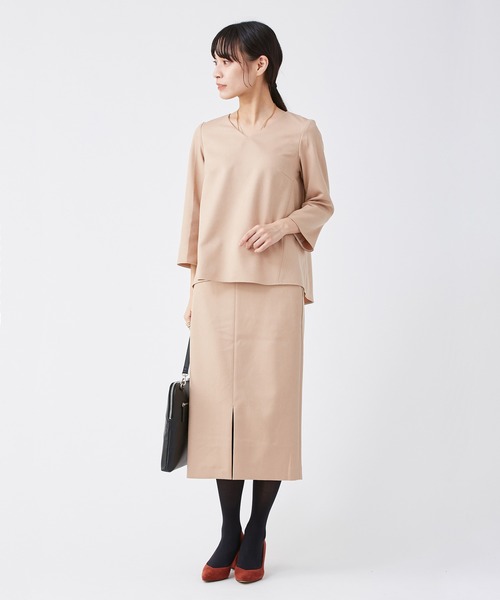 KASHIYAMA（カシヤマ）の「＜ウォッシャブル＞ウールライクポーリーツイルロングタイトスカート（スカート・レディース・ブラウン/ライトブルー/ピンクベージュ/グレー/モカ・マルチサイズ）」の10枚目の写真