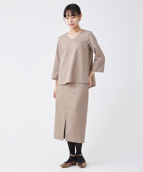 KASHIYAMA（カシヤマ）の「＜ウォッシャブル＞ウールライクポーリーツイルロングタイトスカート（スカート・レディース・ブラウン/ライトブルー/ピンクベージュ/グレー/モカ・マルチサイズ）」の8枚目の写真