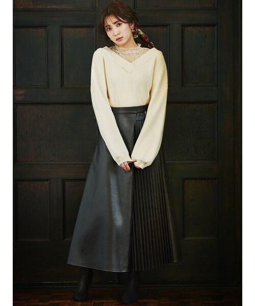 RESEXXY（リゼクシー）の「レザープリーツ切替スカート（スカート・レディース・ブラック/ブラウン/アイボリー・FREE）」の4枚目の写真